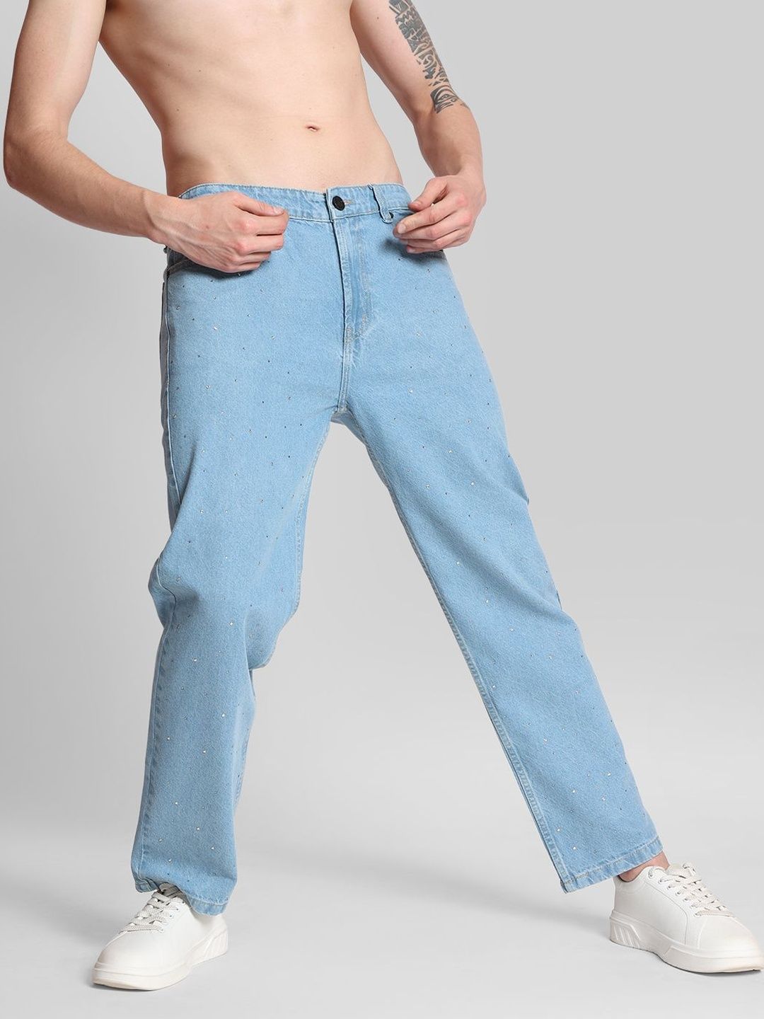 Men Relaxed Fit Mid-Rise Jeans Bene Kleed Mens Relaxed Fit Stud Denim Basic Along Coin Pocket Jeans