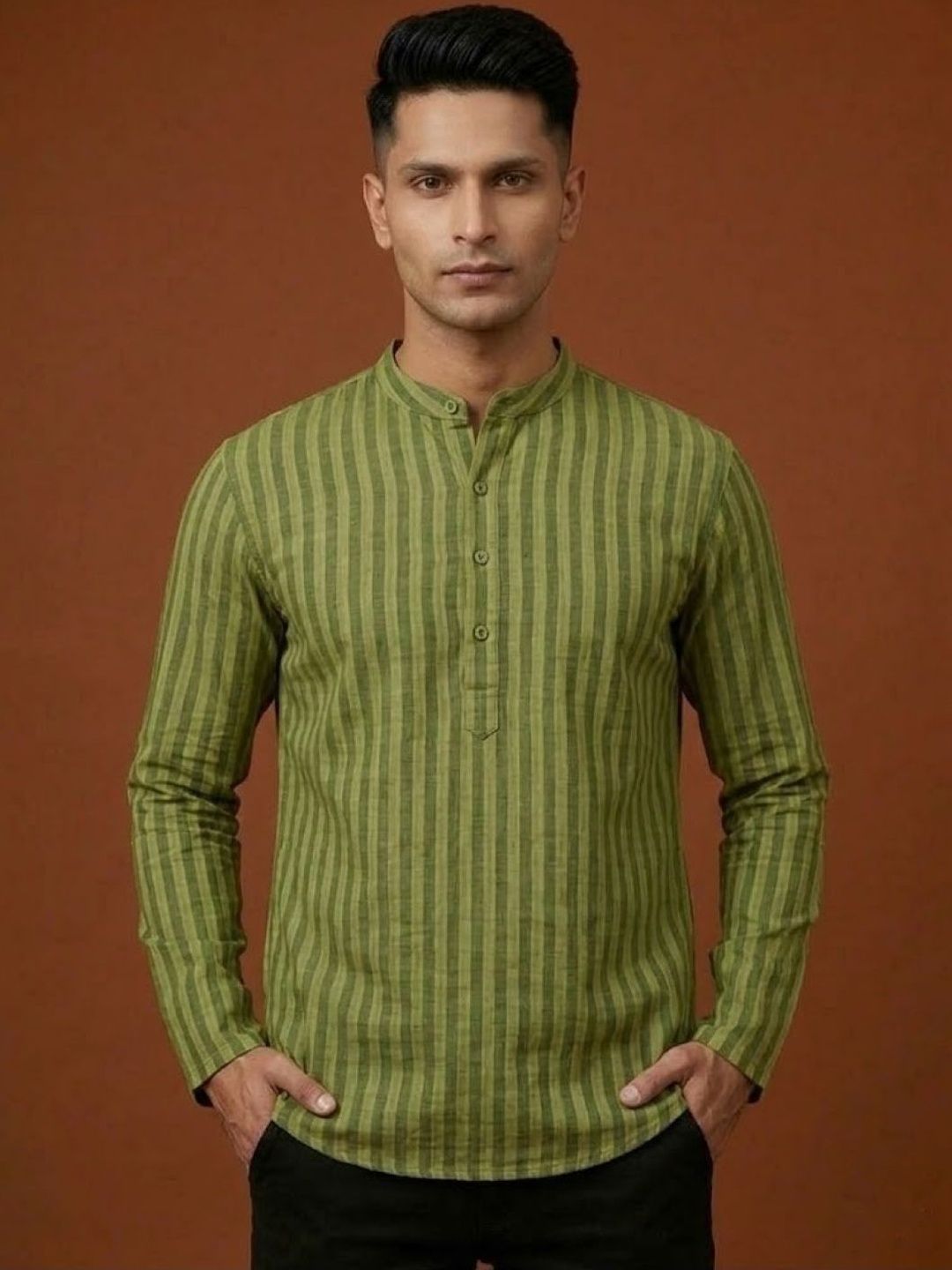 Anouk Mirage Men's Short Yellow Kurtas