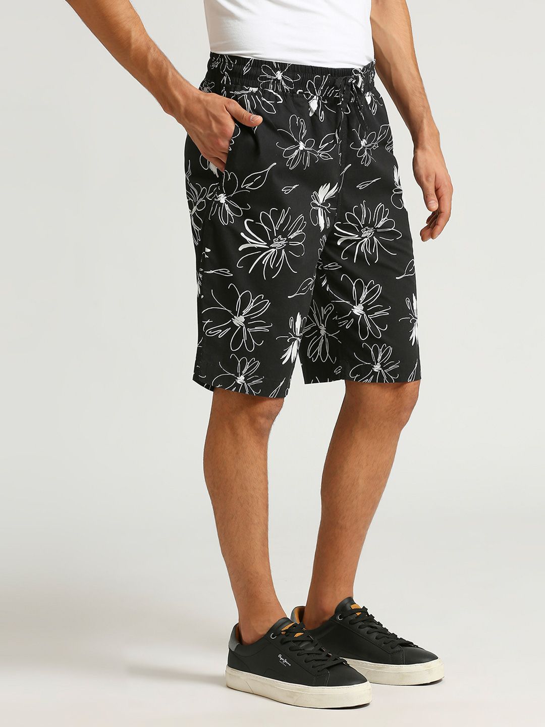 Men Printed Cotton Shorts Pepe Jeans Men Floral  Printed Pure Cotton Shorts