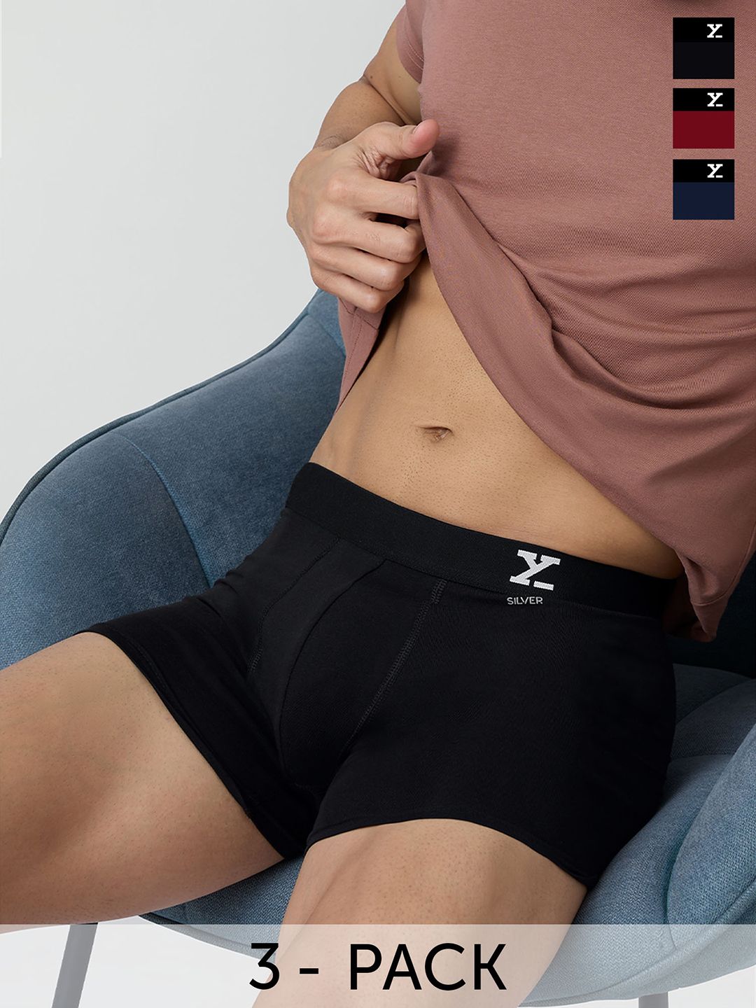 XYXX Men Pack of 3 Aero Super Combed Cotton Moisture Absorbent TrunksXYTRNK3PCKN542