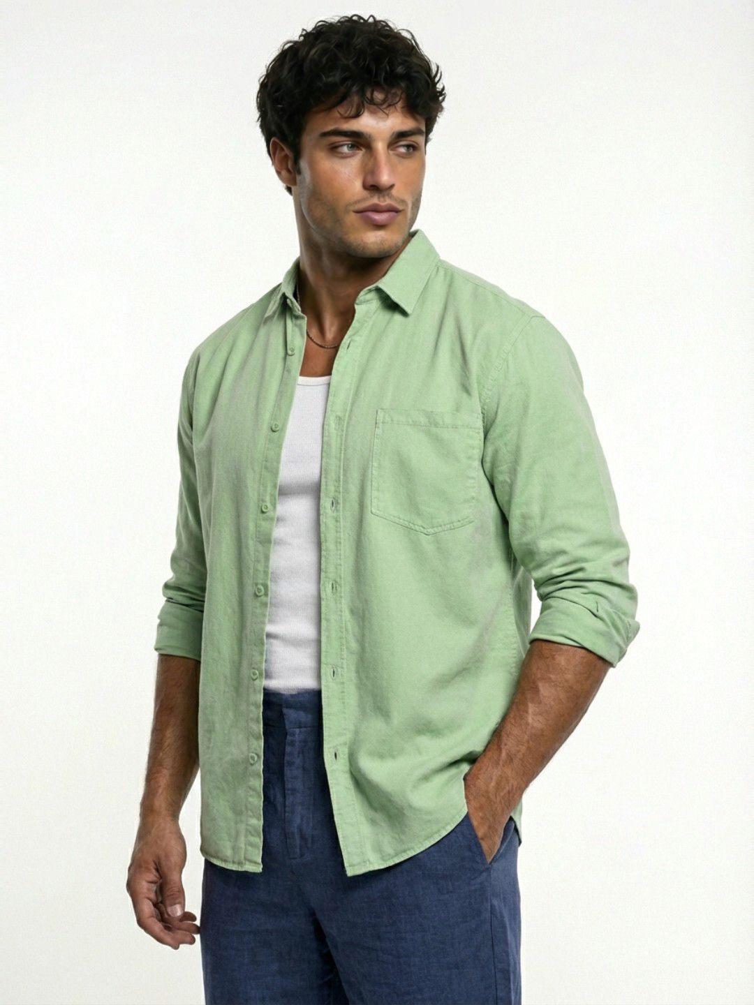 glitchez Relaxed Overdyed Button-Down Collar Casual Shirt