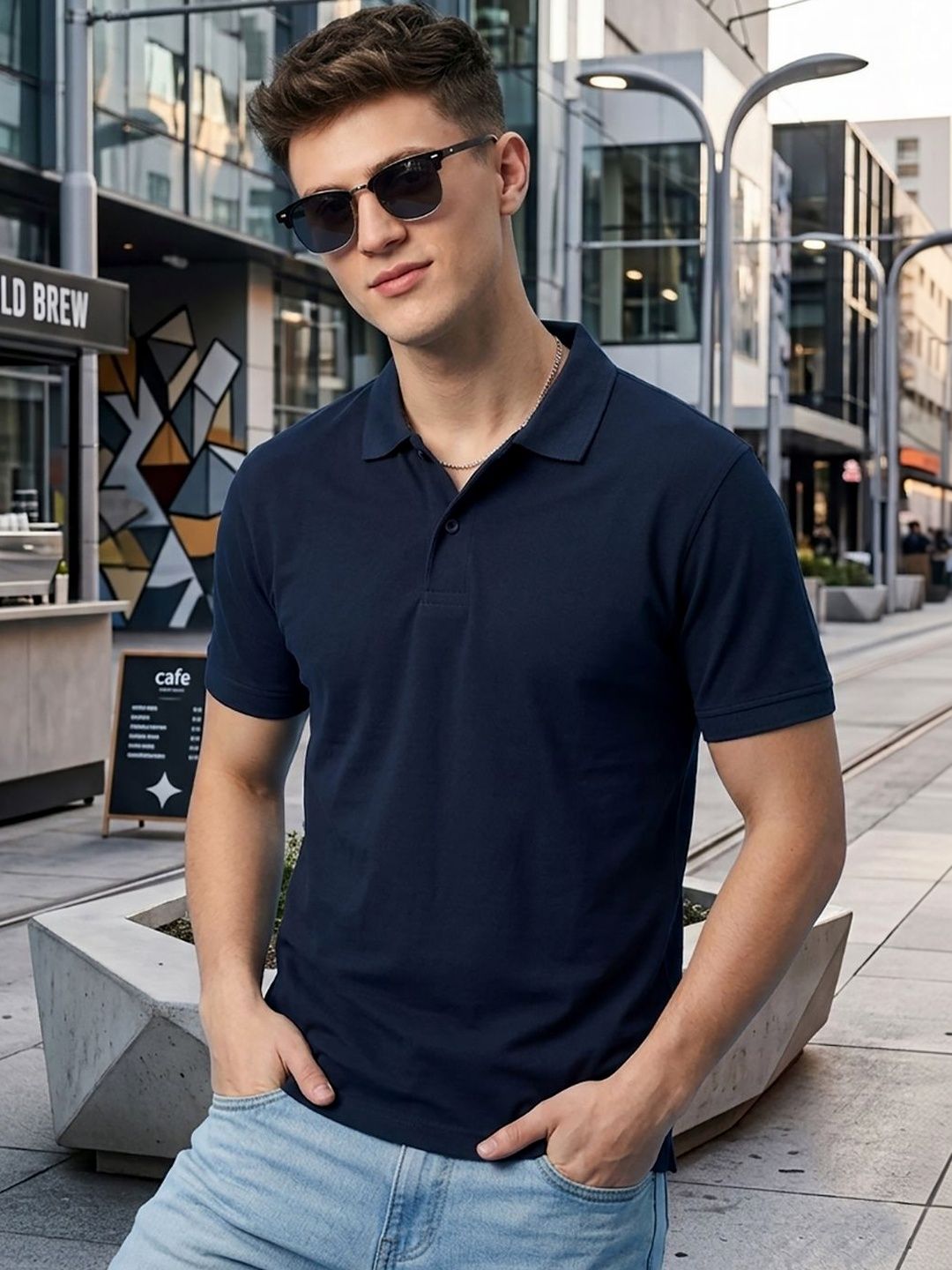 CLOUD COTTON Men Polo Collar T-shirt