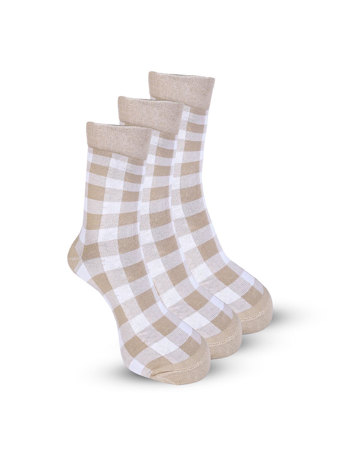 RYSN Men Pack of 3 Cotton Checked Calf Length Socks