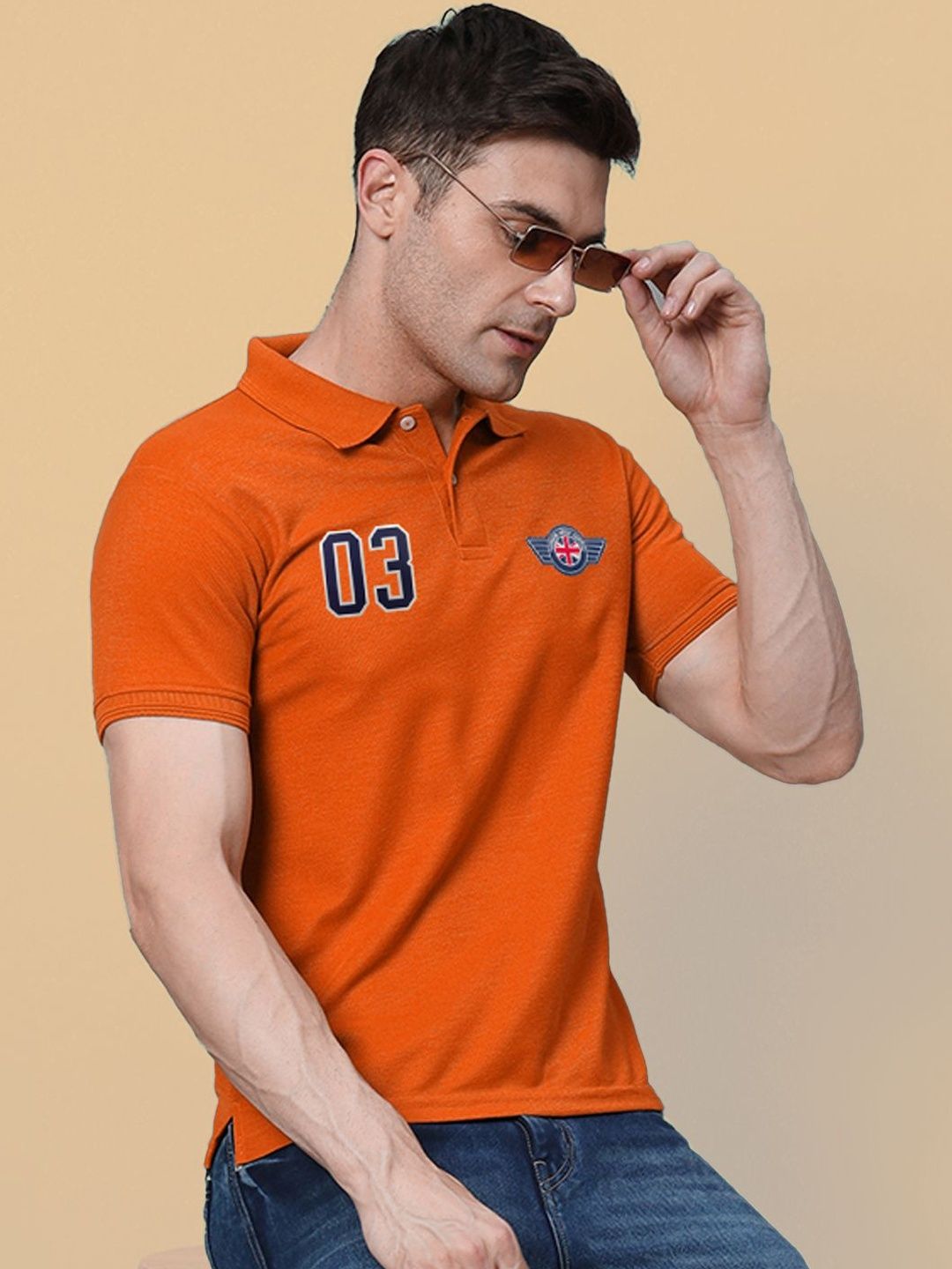 HUSHBUCKS Polo Collar Applique T-shirt