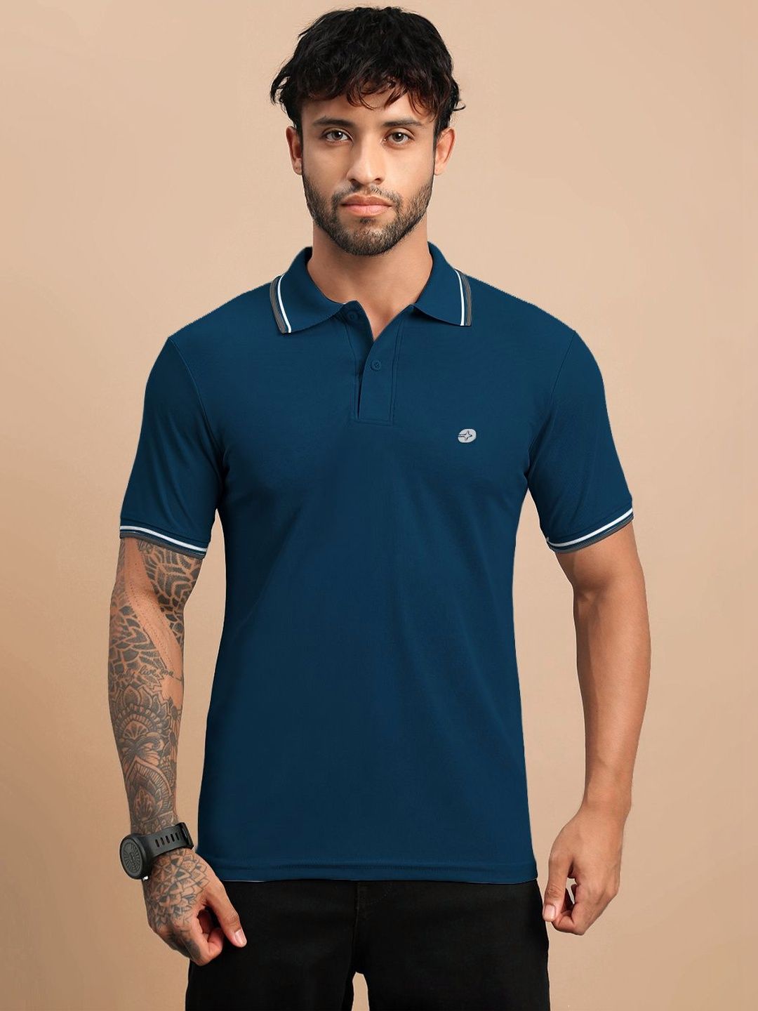 LUX NITRO Solid Dry Fit Moisture Wicking Quick Dry Polo T Shirt