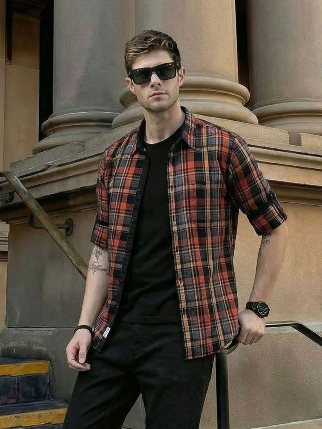 Roadster Men Tartan Checked Cotton Casual Shirt
