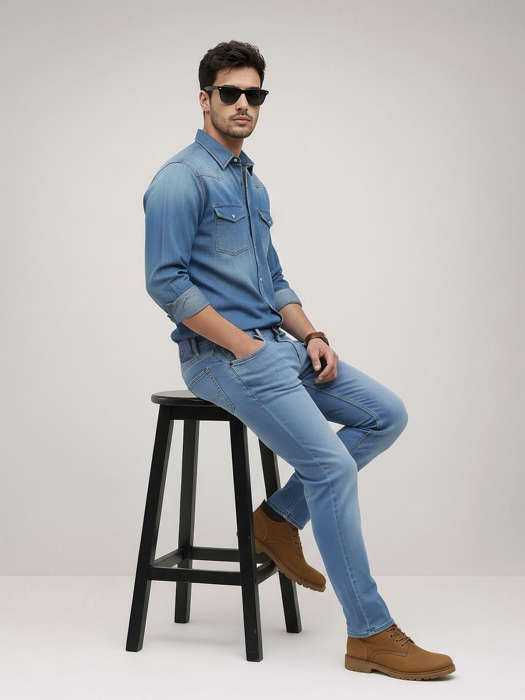 The Roadster Life Co. Men Slim Fit Heavy Fade Stretchable Jeans With Bag