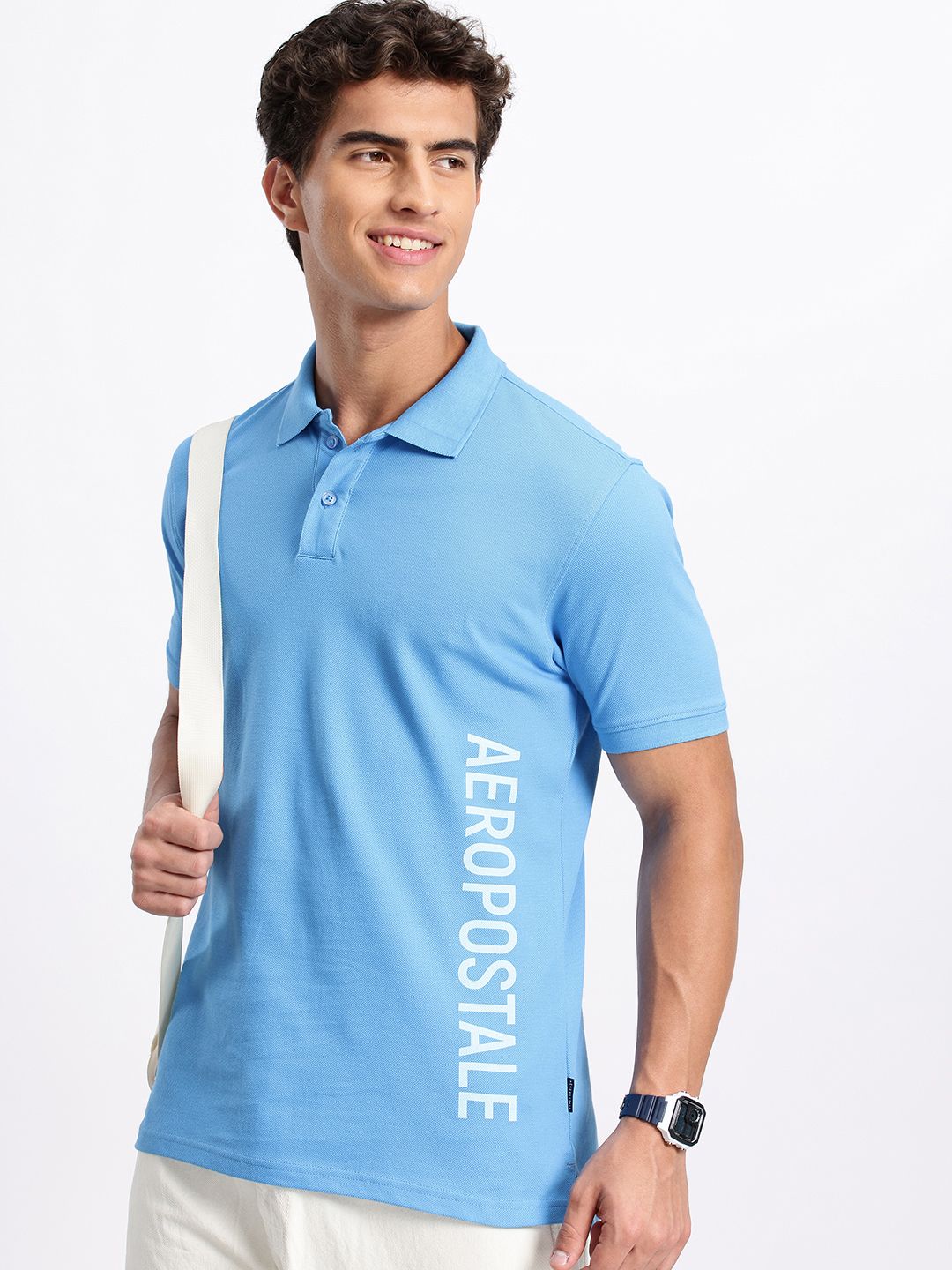 Aeropostale Typography Printed Polo Collar Pure Cotton T-shirt