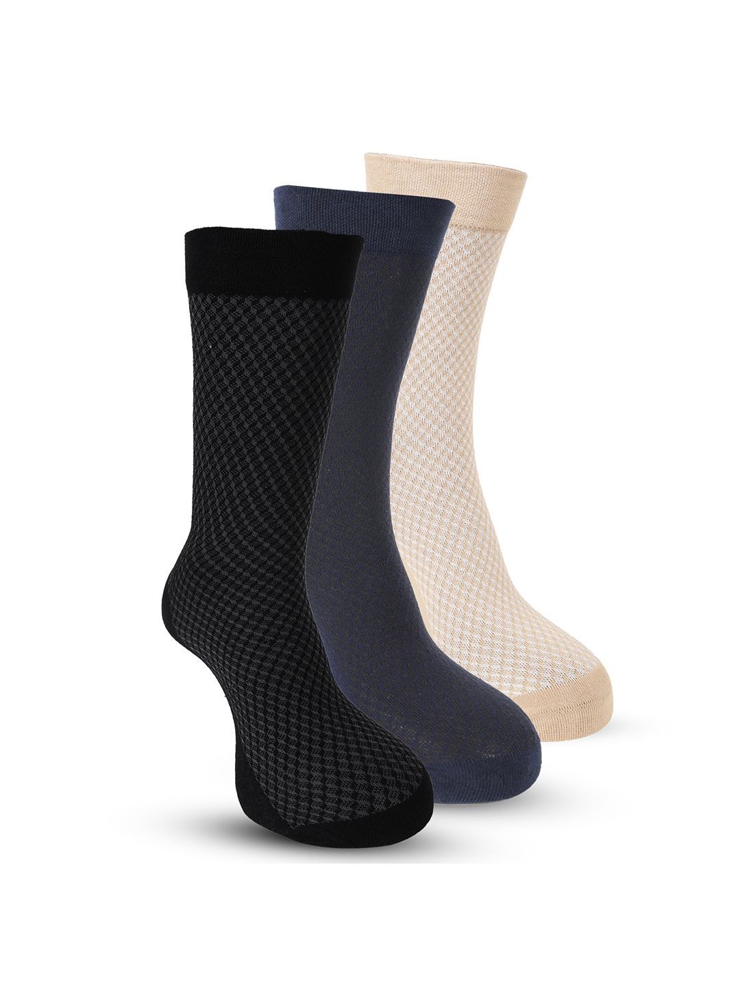 RYSN Men Pack of 3 Cotton Patterned Calf Length Socks