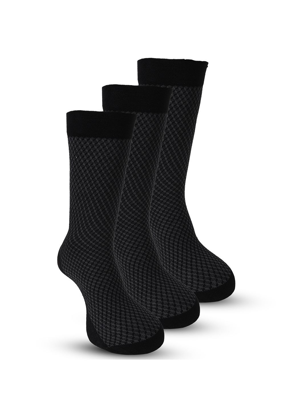 RYSN Men Pack of 3 Cotton Patterned Calf Length Socks