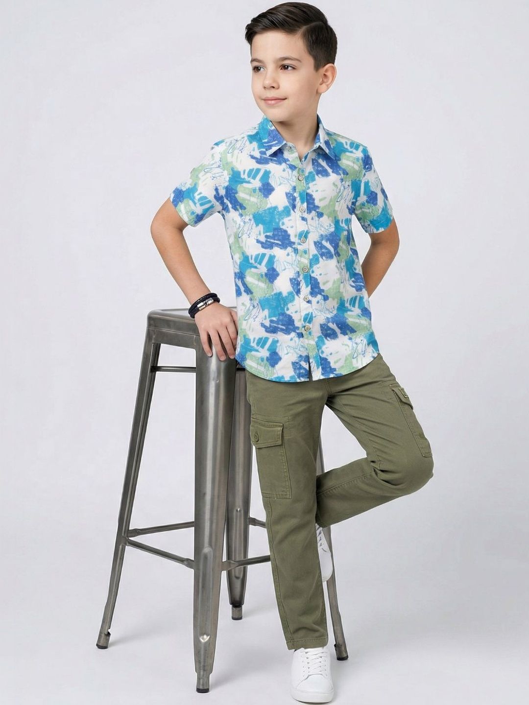 Monte Carlo Standard Boys Abstract Printed Slim Fit Casual Shirt