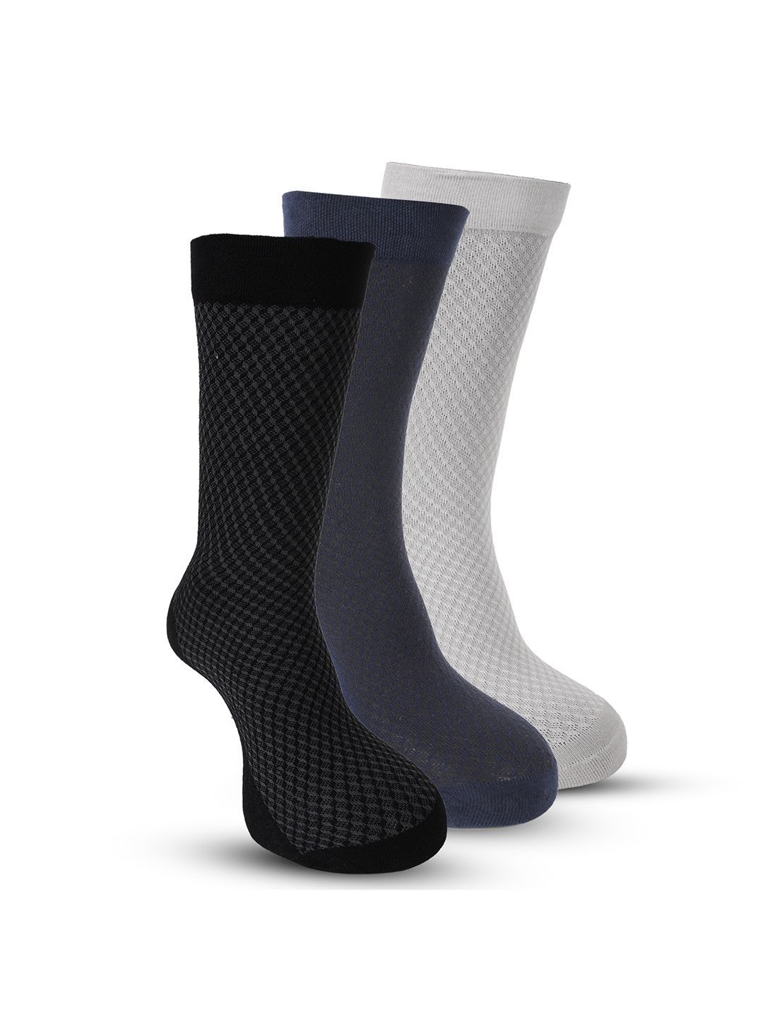 RYSN Men Pack of 3 Cotton Patterned Calf Length Socks
