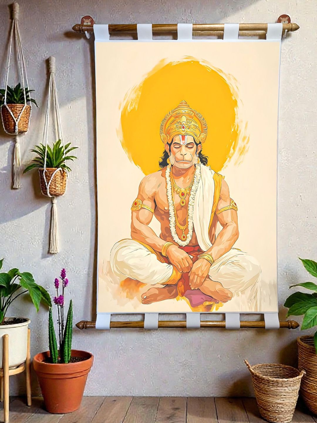 Tushaco Handicrafts Tushaco Handicrafts Hanuman ji Canvas Wall painting