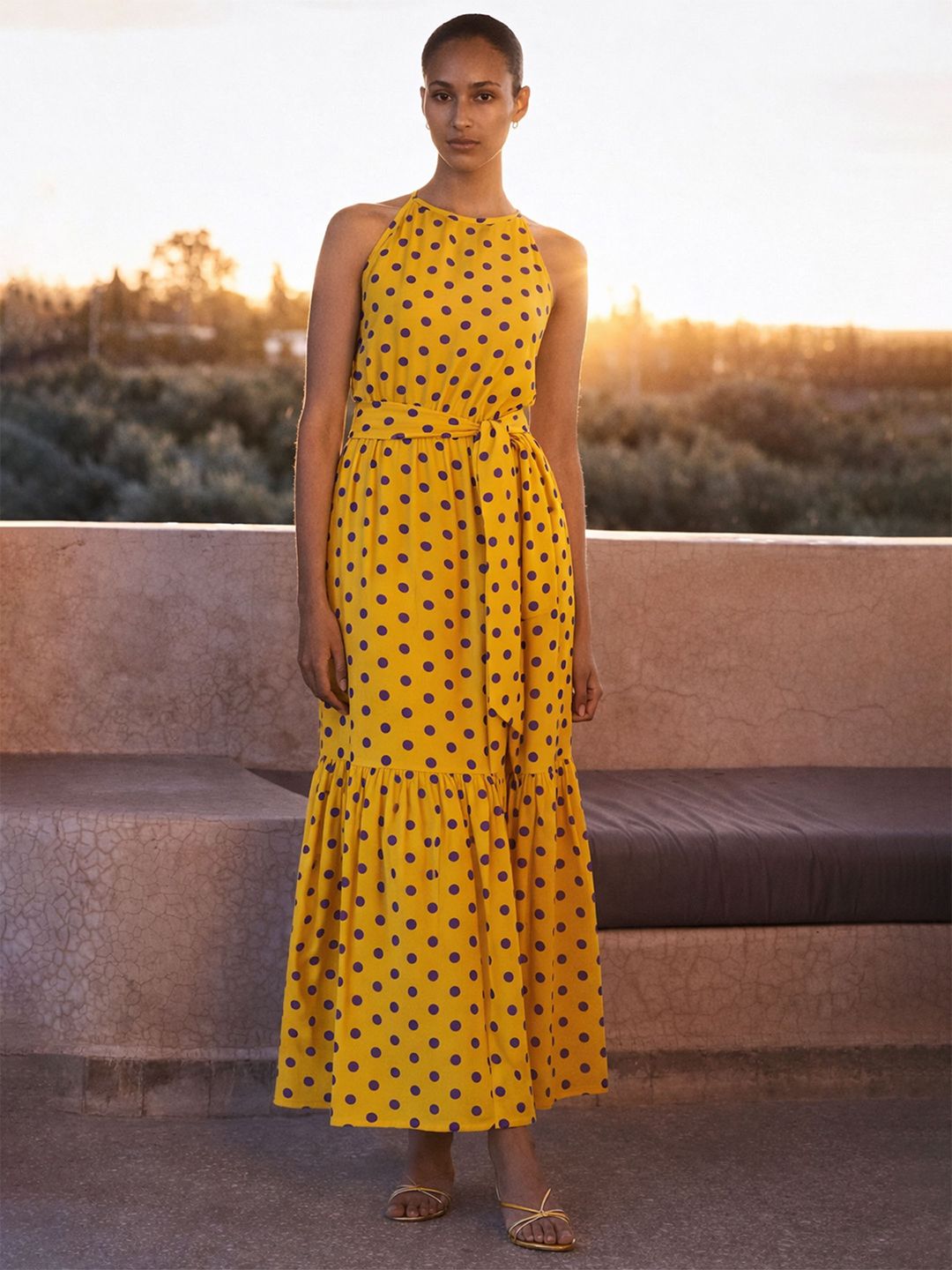 SASSAFRAS Polka Dot Print Maxi Dress