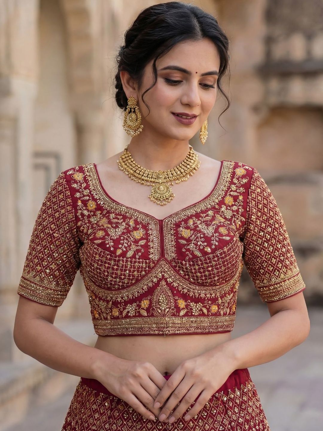 kasee Silk Embroidered Zari Saree Blouse