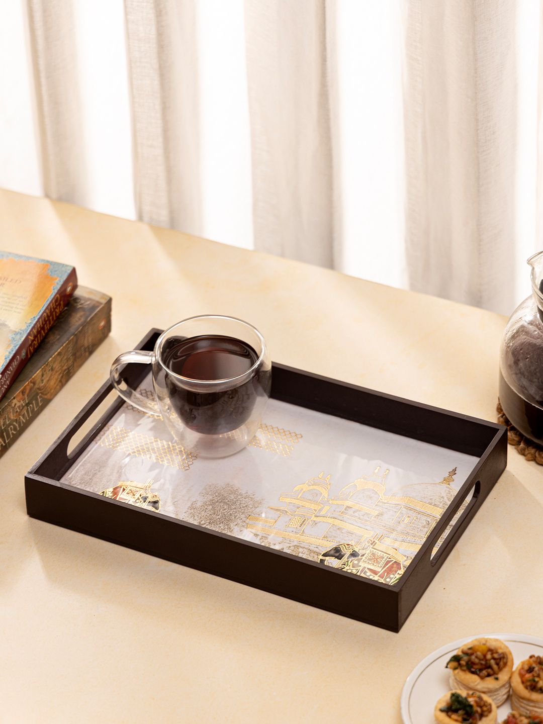 DULI Cream-Coloured 2026 MDF 1 Pieces Easy to Clean Serving Tray