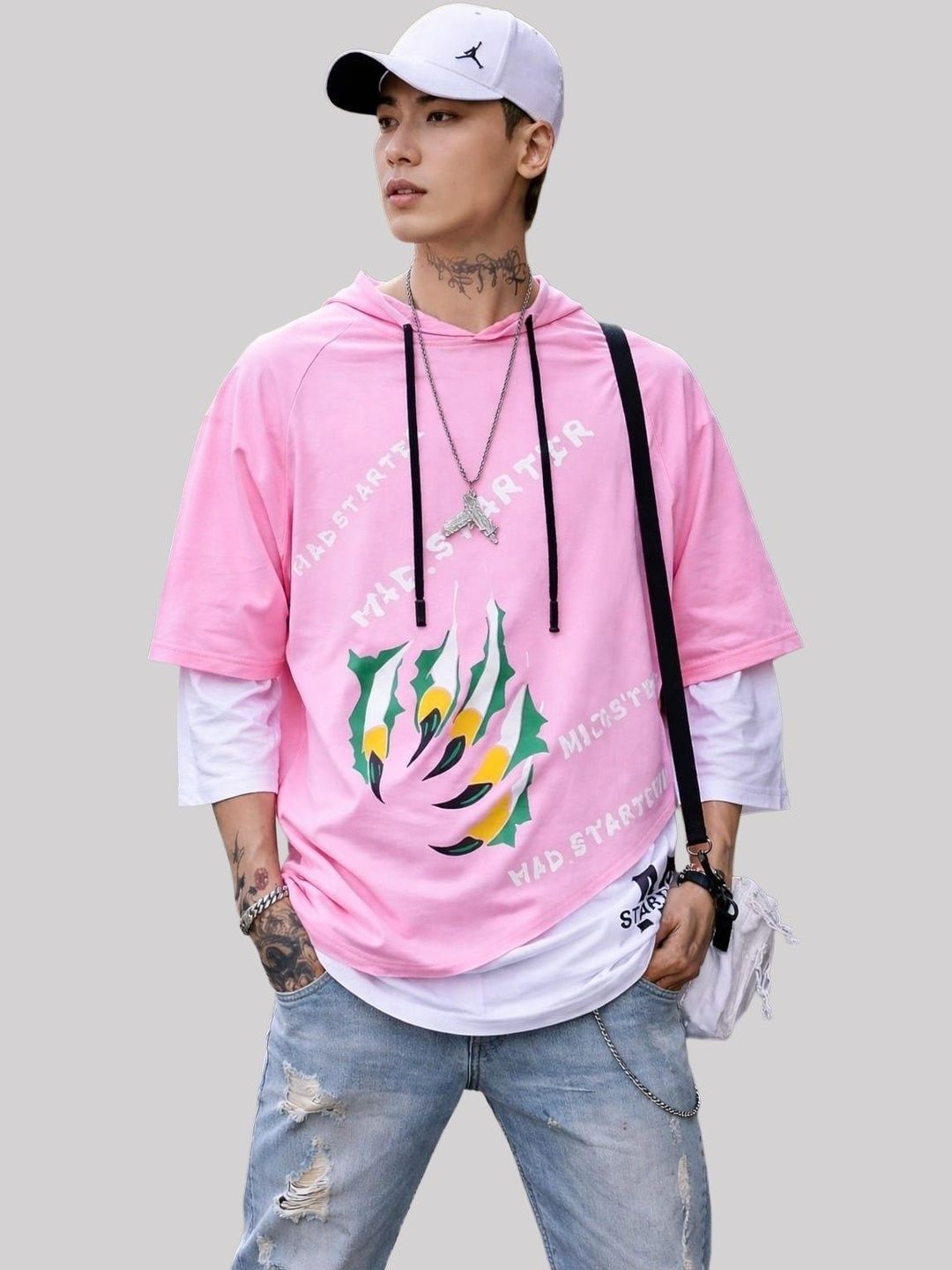 London Hills Graphic Printed Hooded Relaxed Fit T-shirt