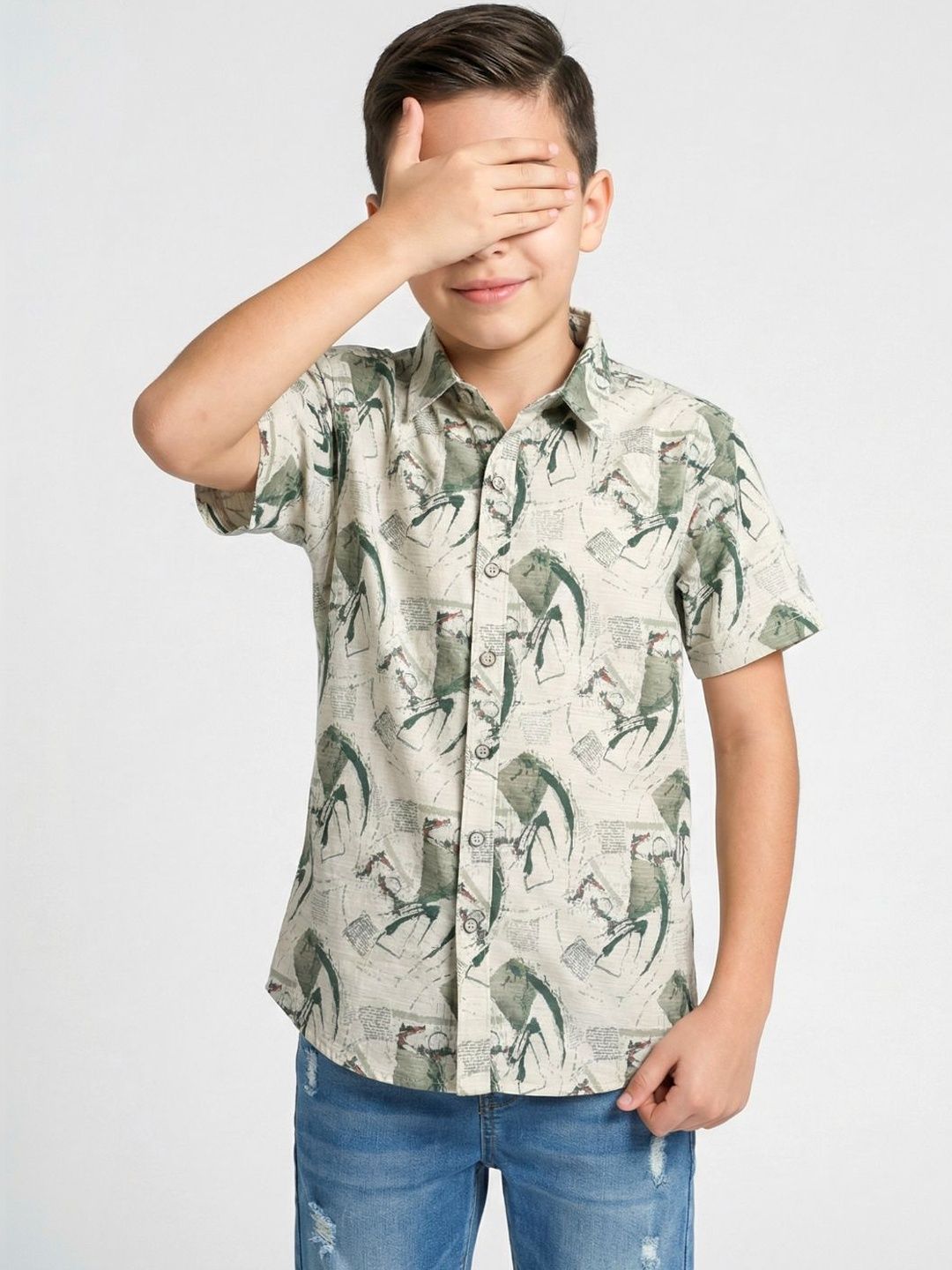Monte Carlo Standard Boys Abstract Printed Slim Fit Casual Shirt