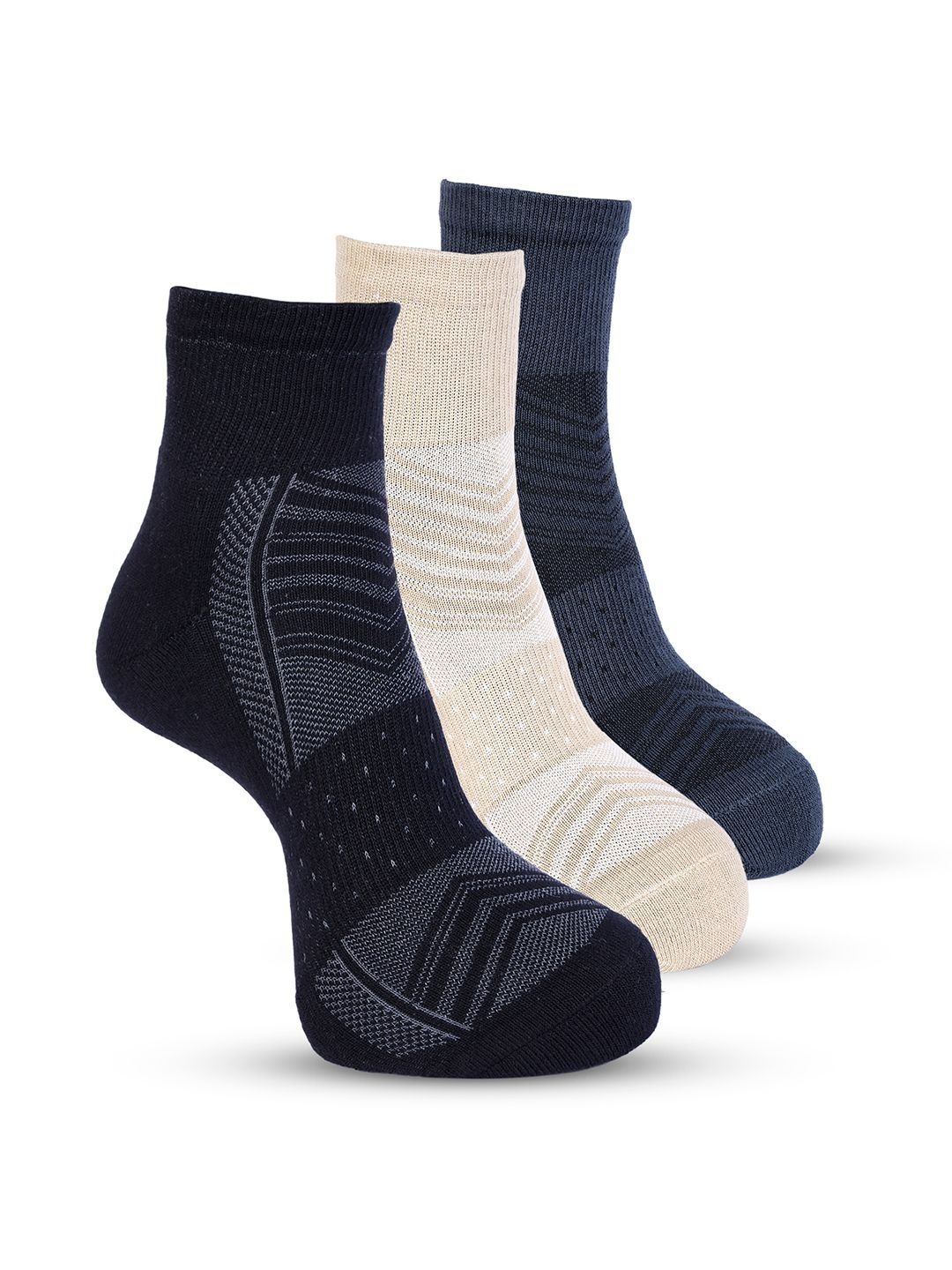 RYSN Men Pack of 3 Cotton Patterned Ankle Length Socks