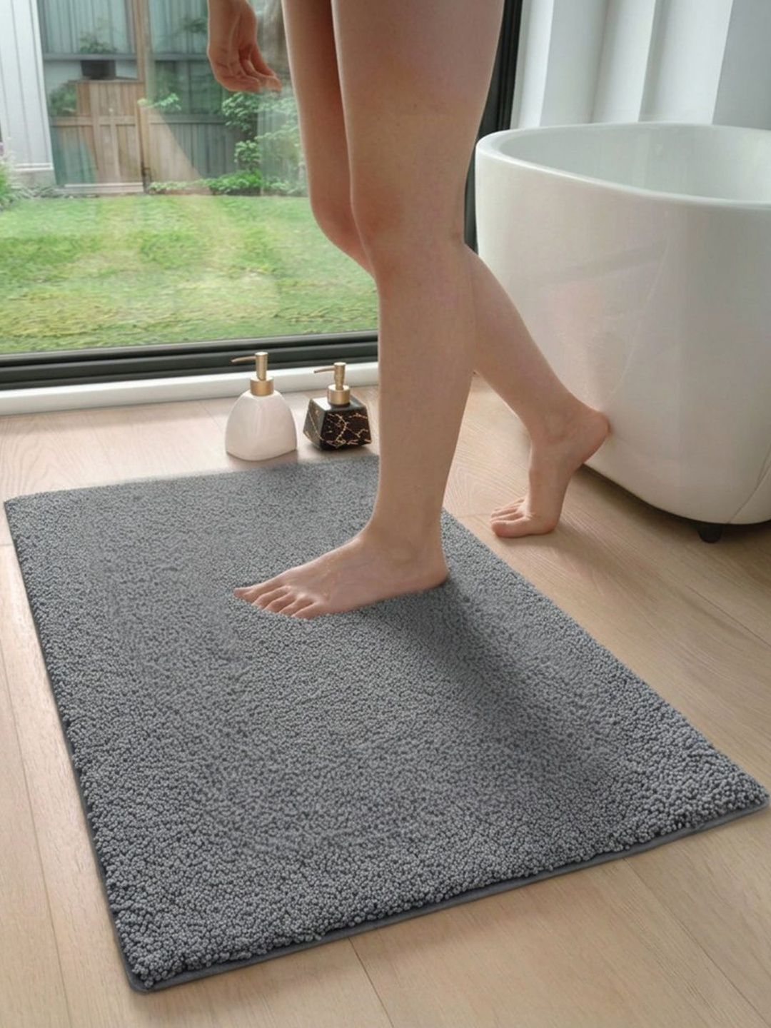 Dryspun Grey Anti-Skid Bath Rugs