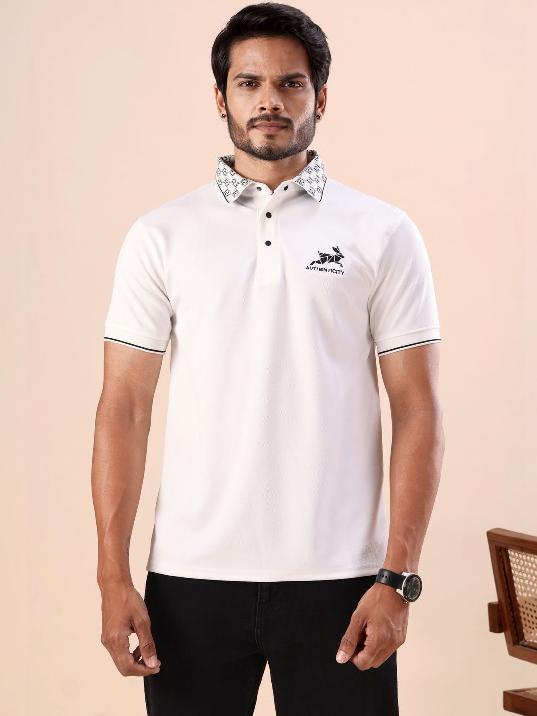 LUCUMA FASHION HUB Men Polo Collar T-shirt