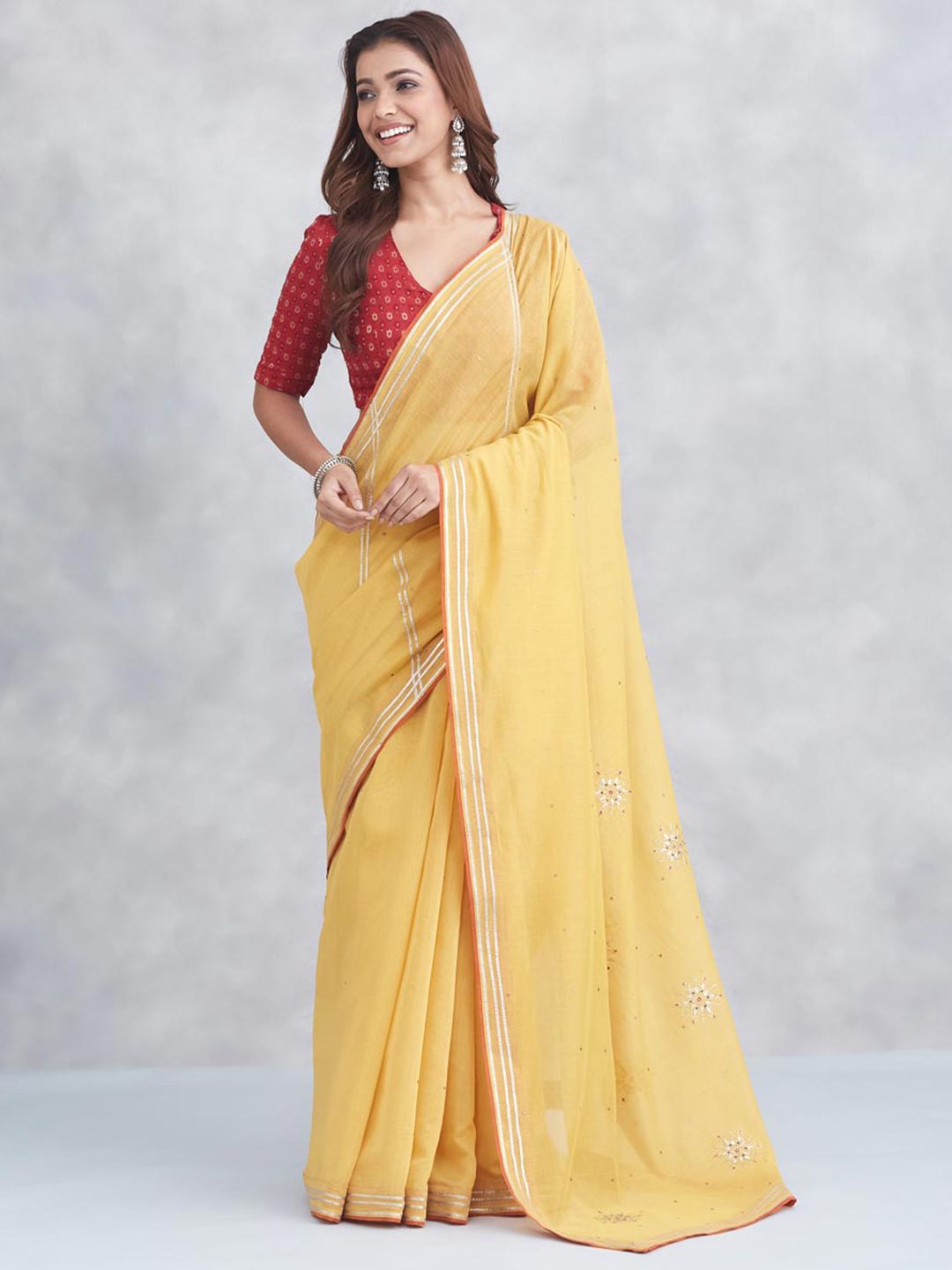 Fabindia Fabindia Embellished Zari Silk Cotton Handloom Saree