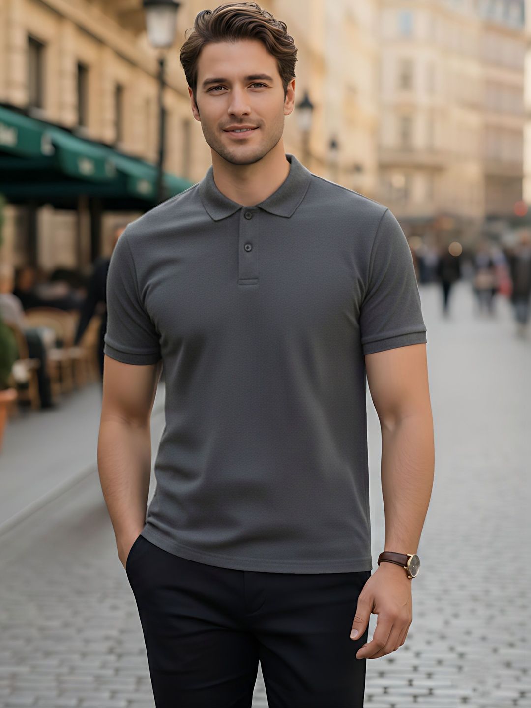 R.Code by The Roadster Life Co. Men Polo Collar T-shirt