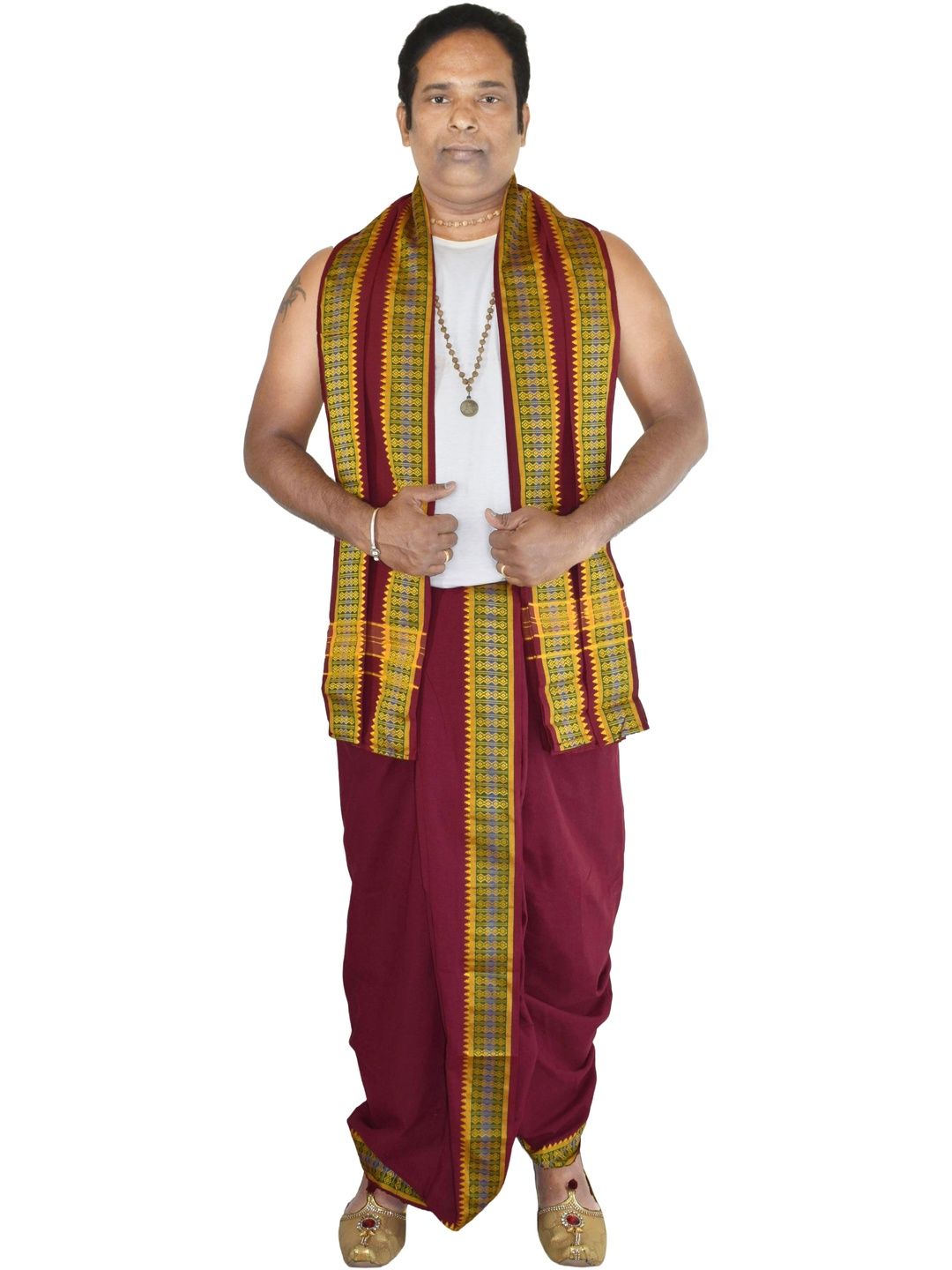 TUNI MANI Men Cotton Unstitched Panchakacham Dhotis 9X5 with Angavasthram