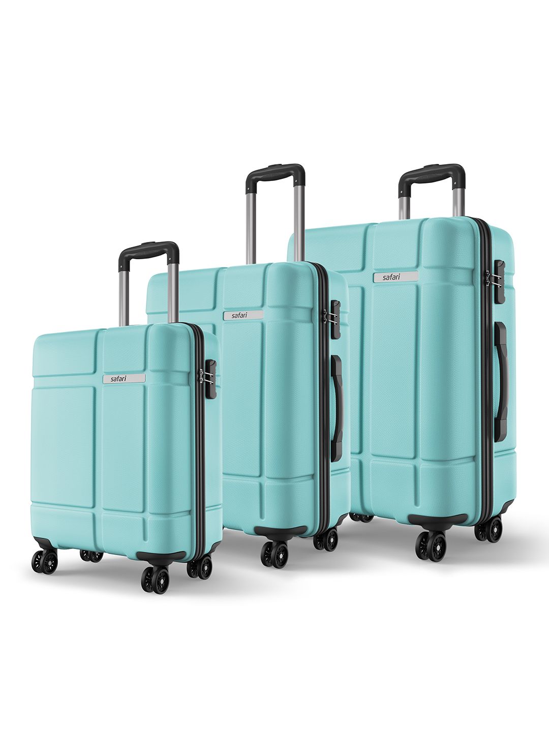 Set 3 Route Trolley Suitcase Safari Route Spearmint Set of 3 Polycarbonate Hard Sided Trolley Bag Suitcase