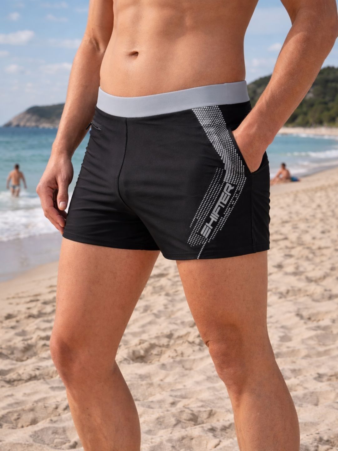 SHIFTER Men Striped Swim Shorts Swim Bottoms