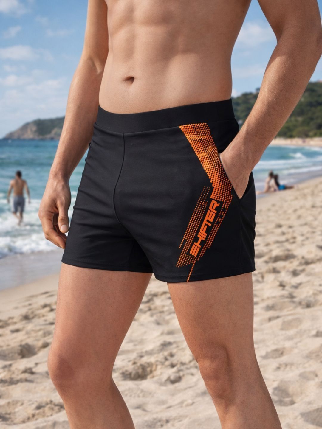 SHIFTER Men Striped Swim Shorts Swim Bottoms