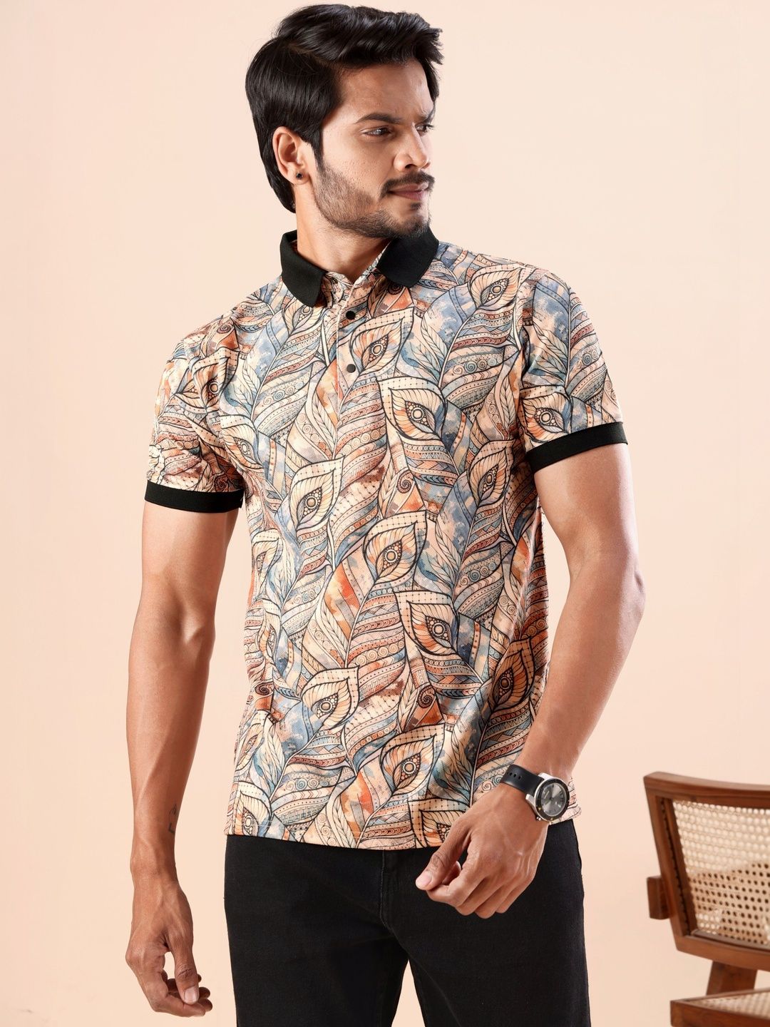 LUCUMA FASHION HUB Men Printed Polo Collar T-shirt