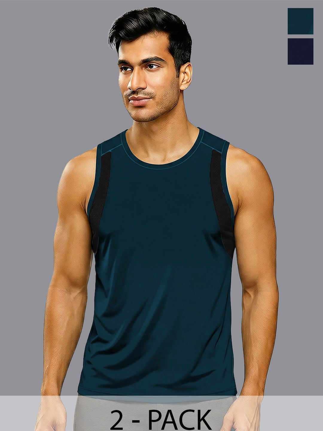 MACHO Pack of 2 Assorted Cotton Blend Gym Vest