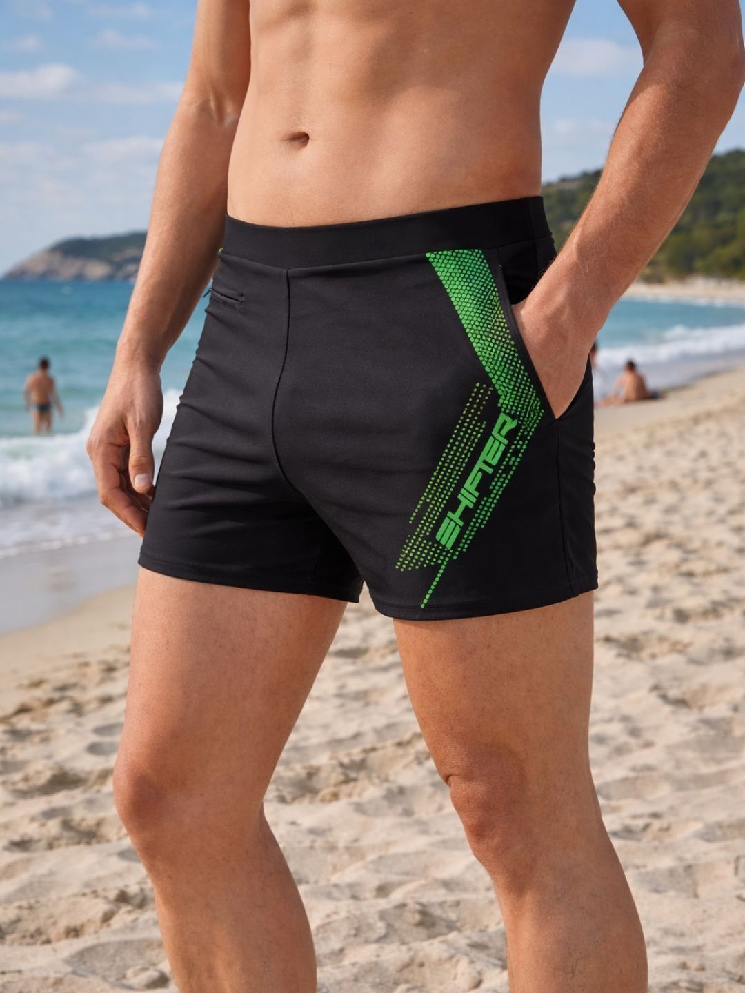 SHIFTER Men Striped Swim Shorts Swim Bottoms