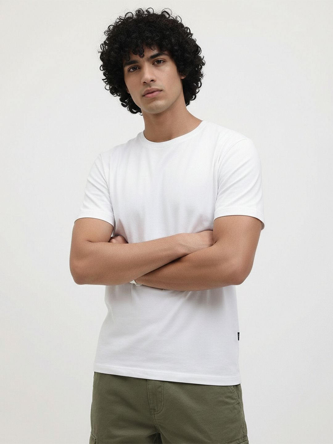 The Roadster Lifestyle Co. White Round Neck Cotton T-Shirt