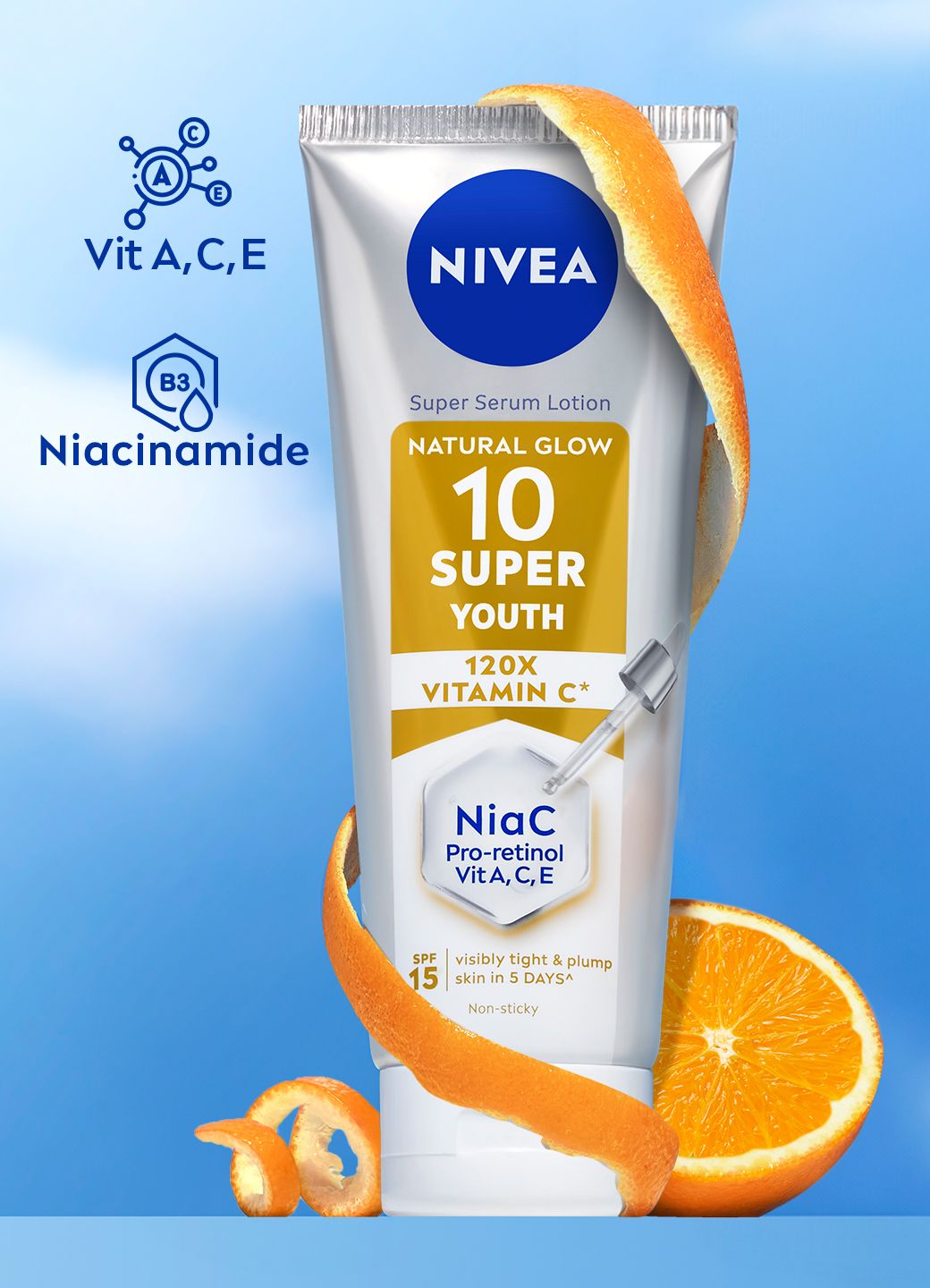 Nivea Nivea Super 10 Youth Serum Body Lotion Retinol 120X Vitamin C Niacinamide SPF15 Firm 170ml