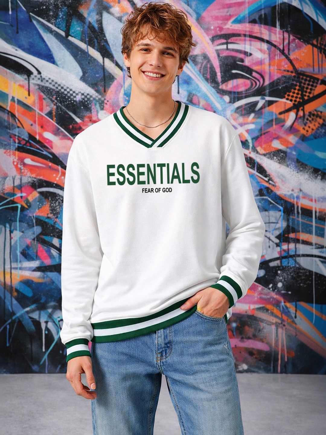 Mast & Harbour Men Typography Printed V-Neck T-shirt