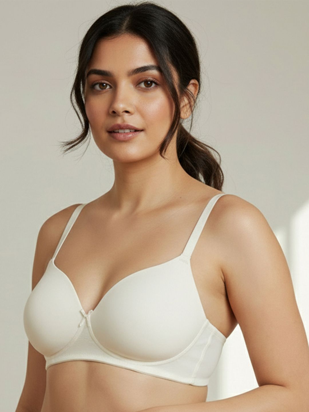 Buy Zivame White Solid Non-Wired Lightly Padded T-shirt Bra