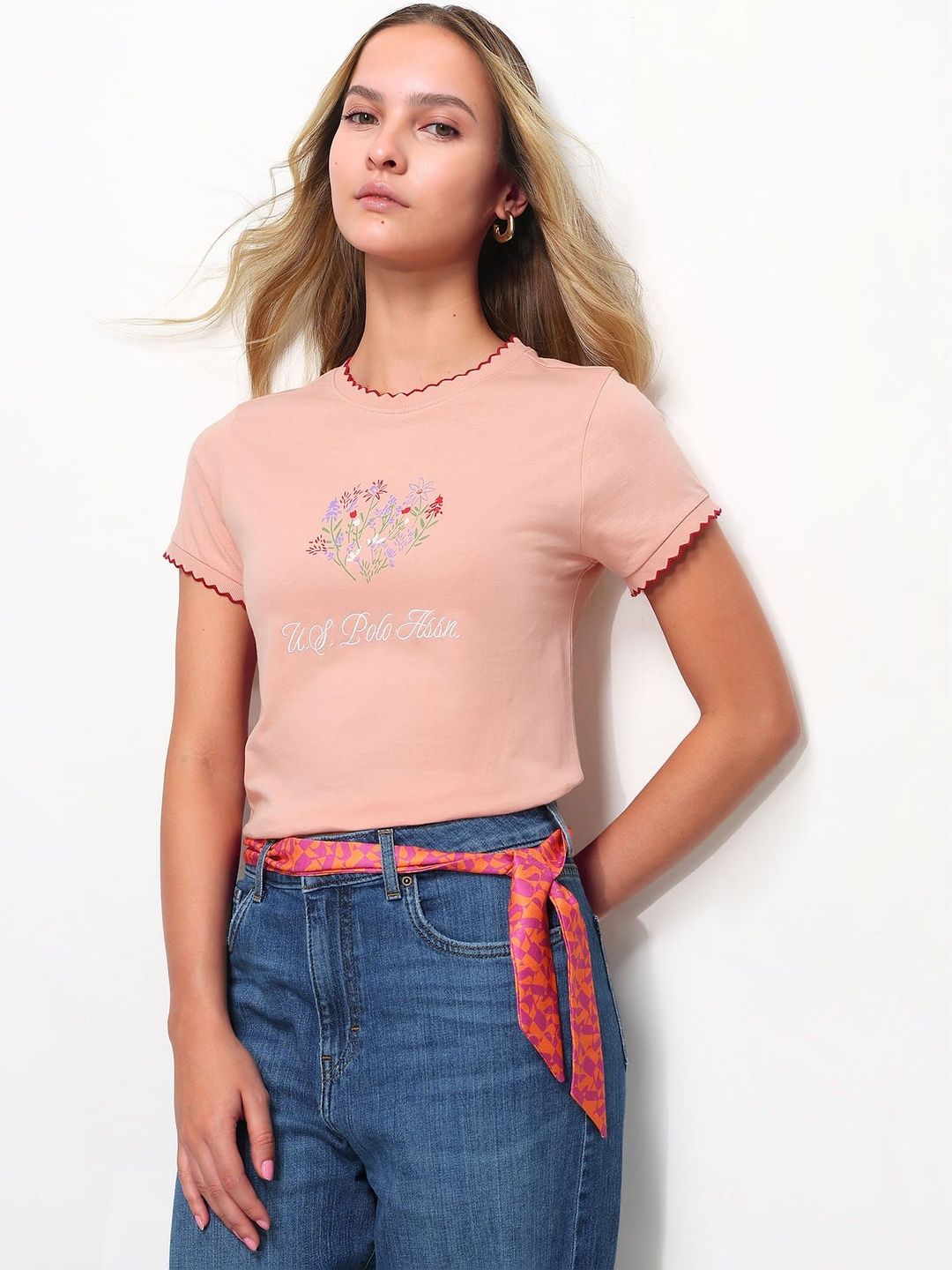 Women Brand Logo Printed Slim Fit T-shirt U.S. Polo Assn. Women Women Brand Logo Printed Slim Fit T-shirt