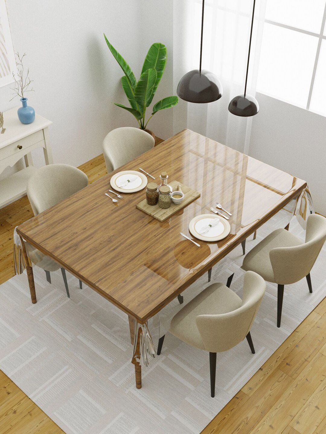 Clasiko Transparent Solid 4 SeateR Dining Table Covers