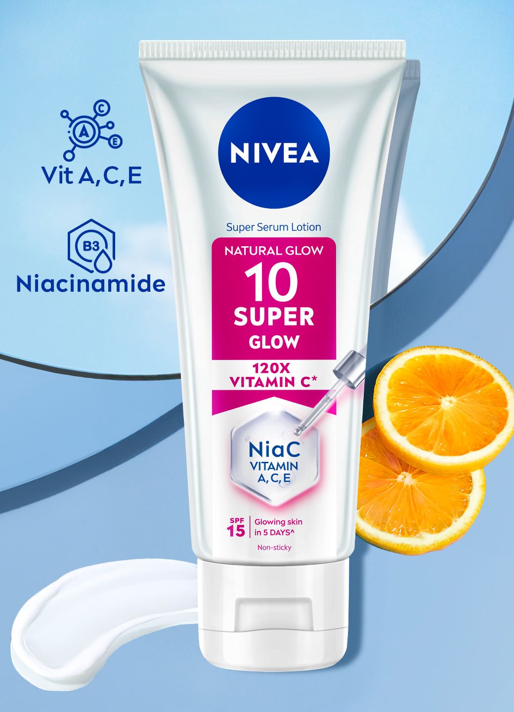 Nivea Nivea Super 10 Glow Serum Body Lotion 120X Vitamin C Niacinamide SPF15 Glowing Skin 170ml