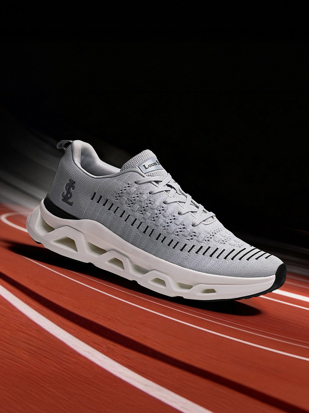 LOUIS STITCH Men's Storm Grey Lightweight Knitted Athleisure Sport Shoes