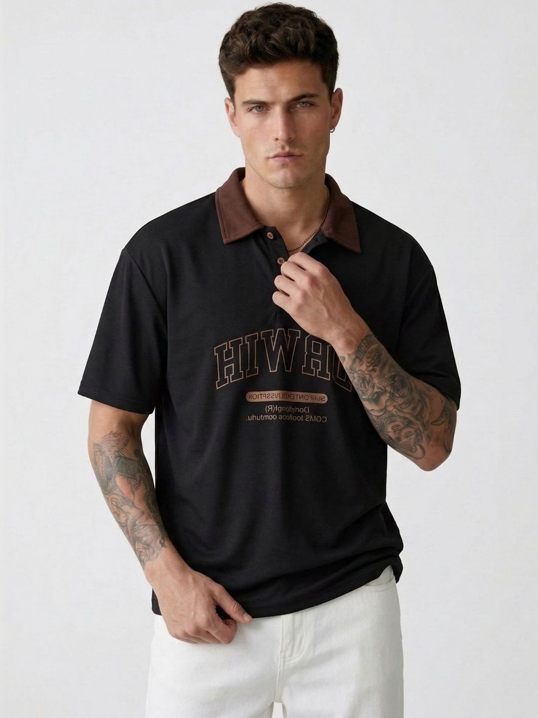 CLUB 44 Men Printed Polo Collar T-shirt