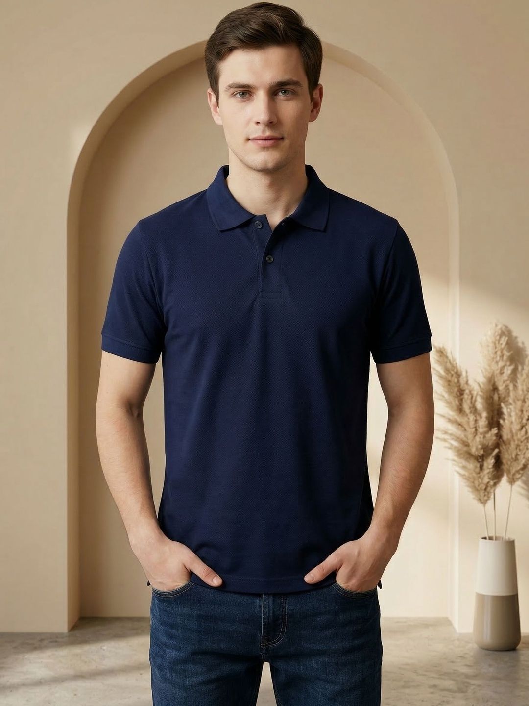 R.Code by The Roadster Life Co. Men Polo Collar T-shirt