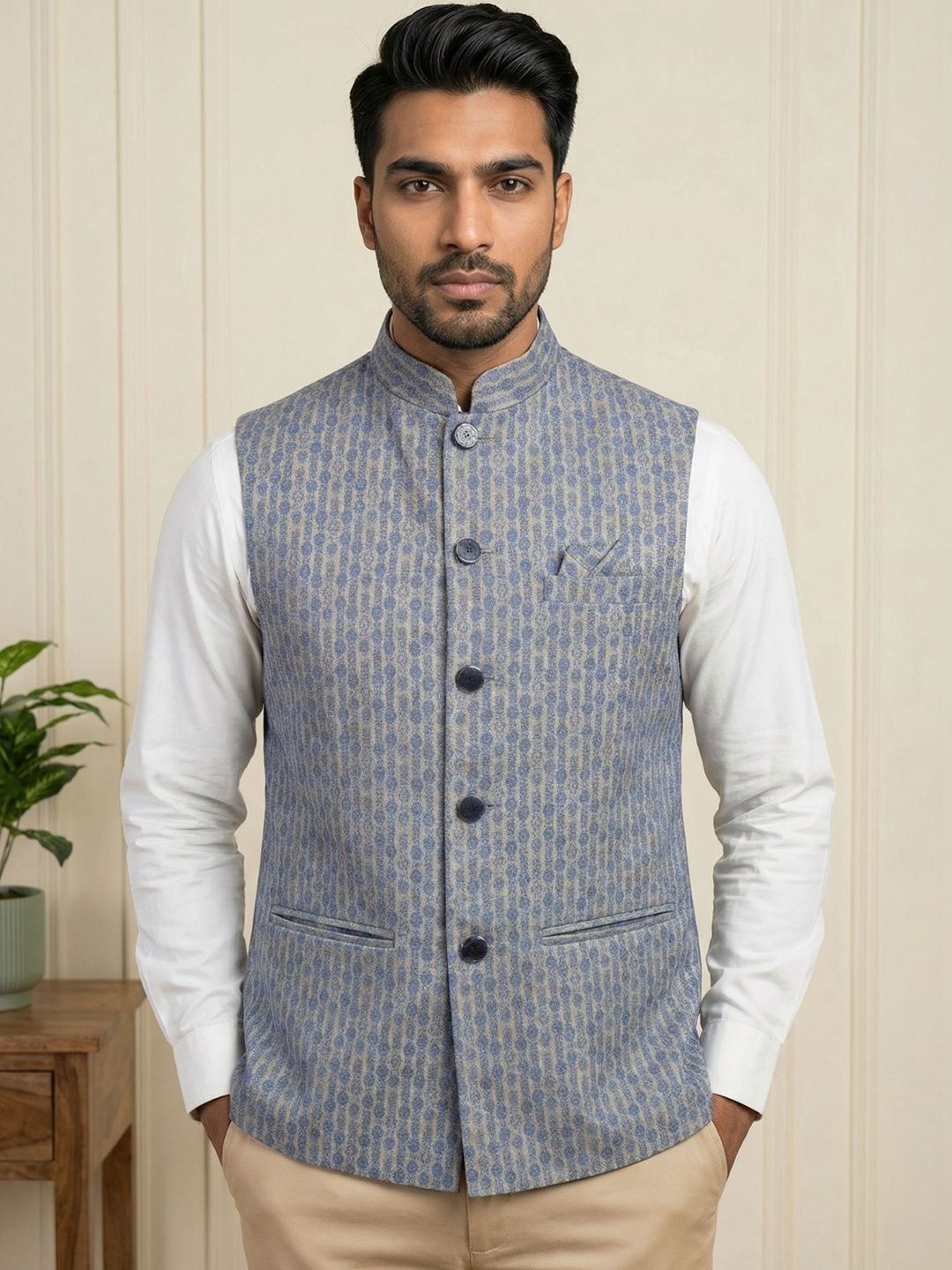 HERE&NOW Printed Woven Nehru Jackets