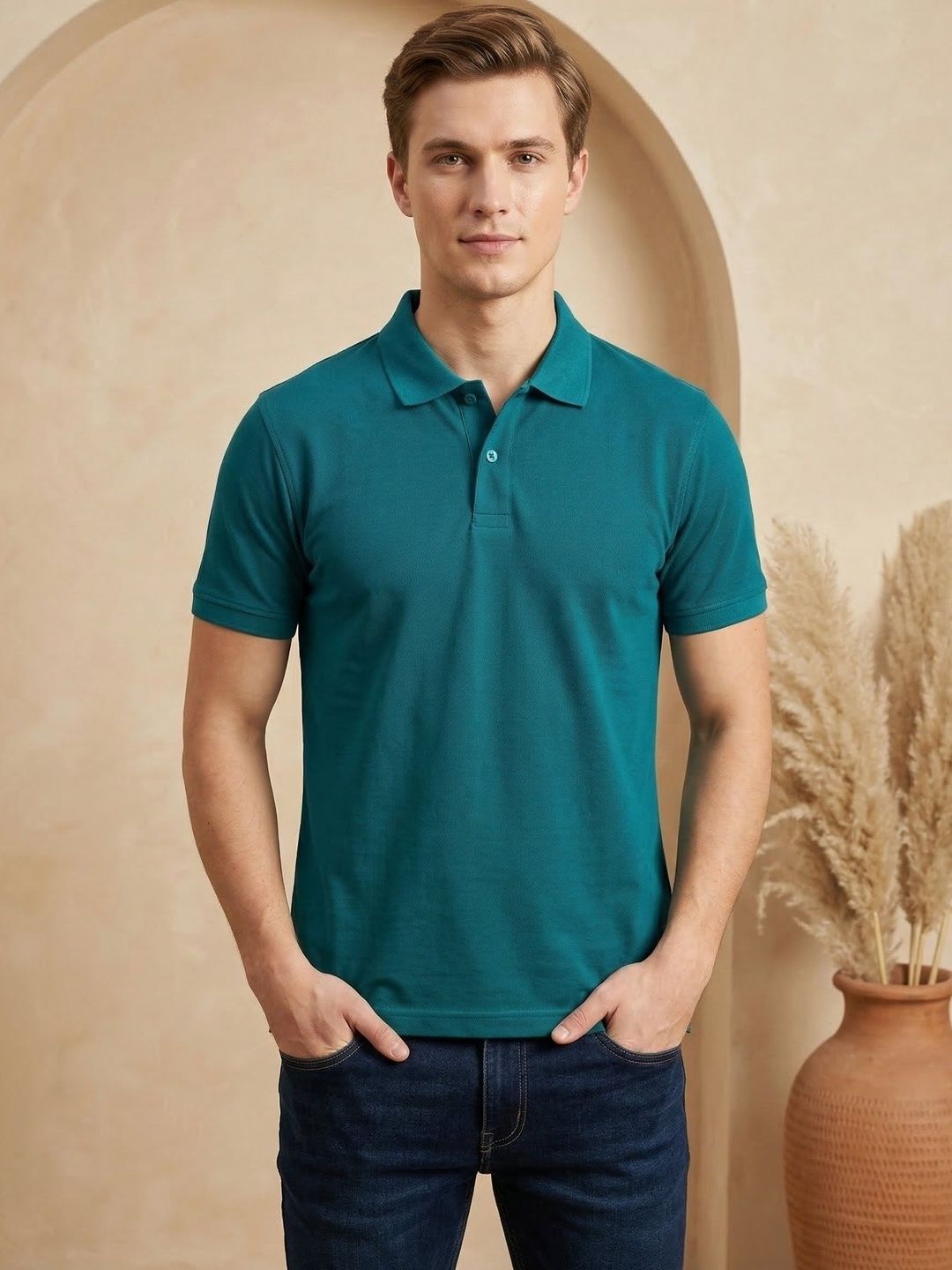 R.Code by The Roadster Life Co. Men Polo Collar T-shirt