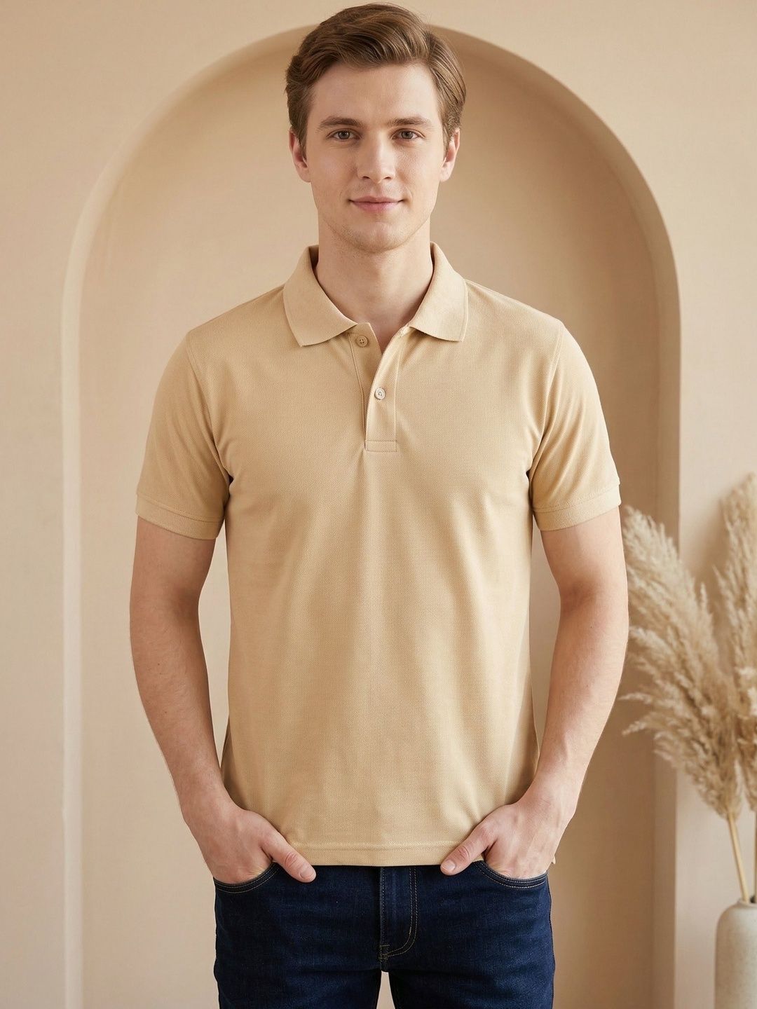 R.Code by The Roadster Life Co. Men Polo Collar T-shirt