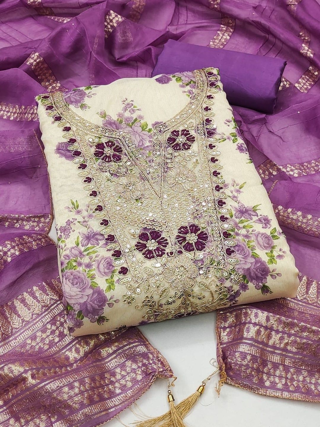 Dhaaga Ghar Embroidered Unstitched Dress Material