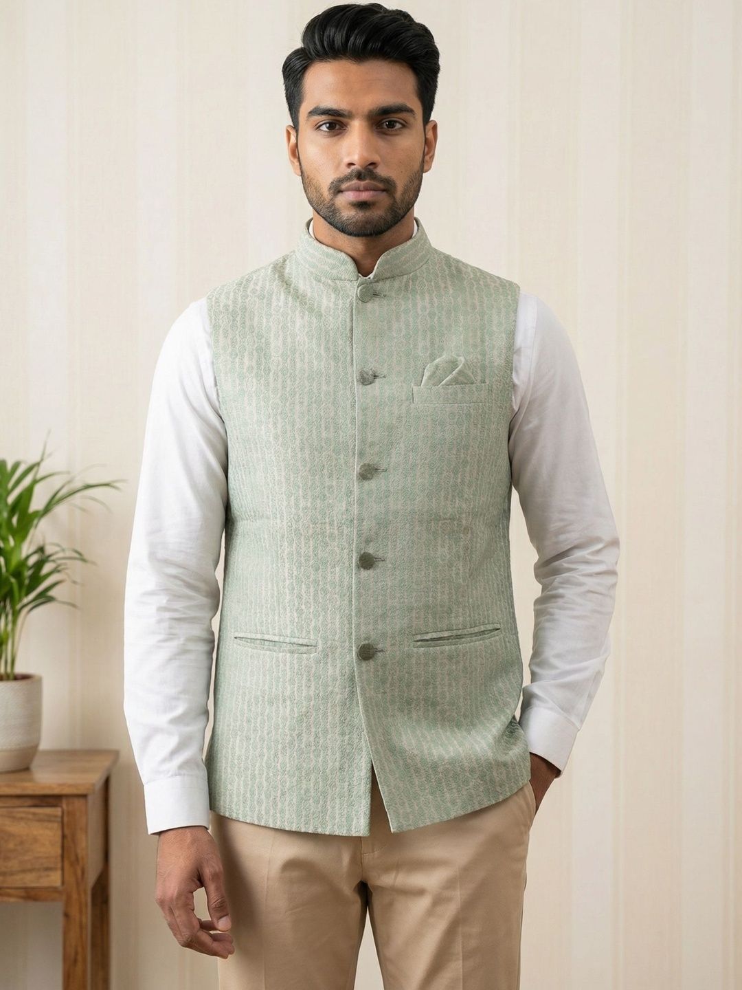 HERE&NOW Printed Woven Nehru Jackets