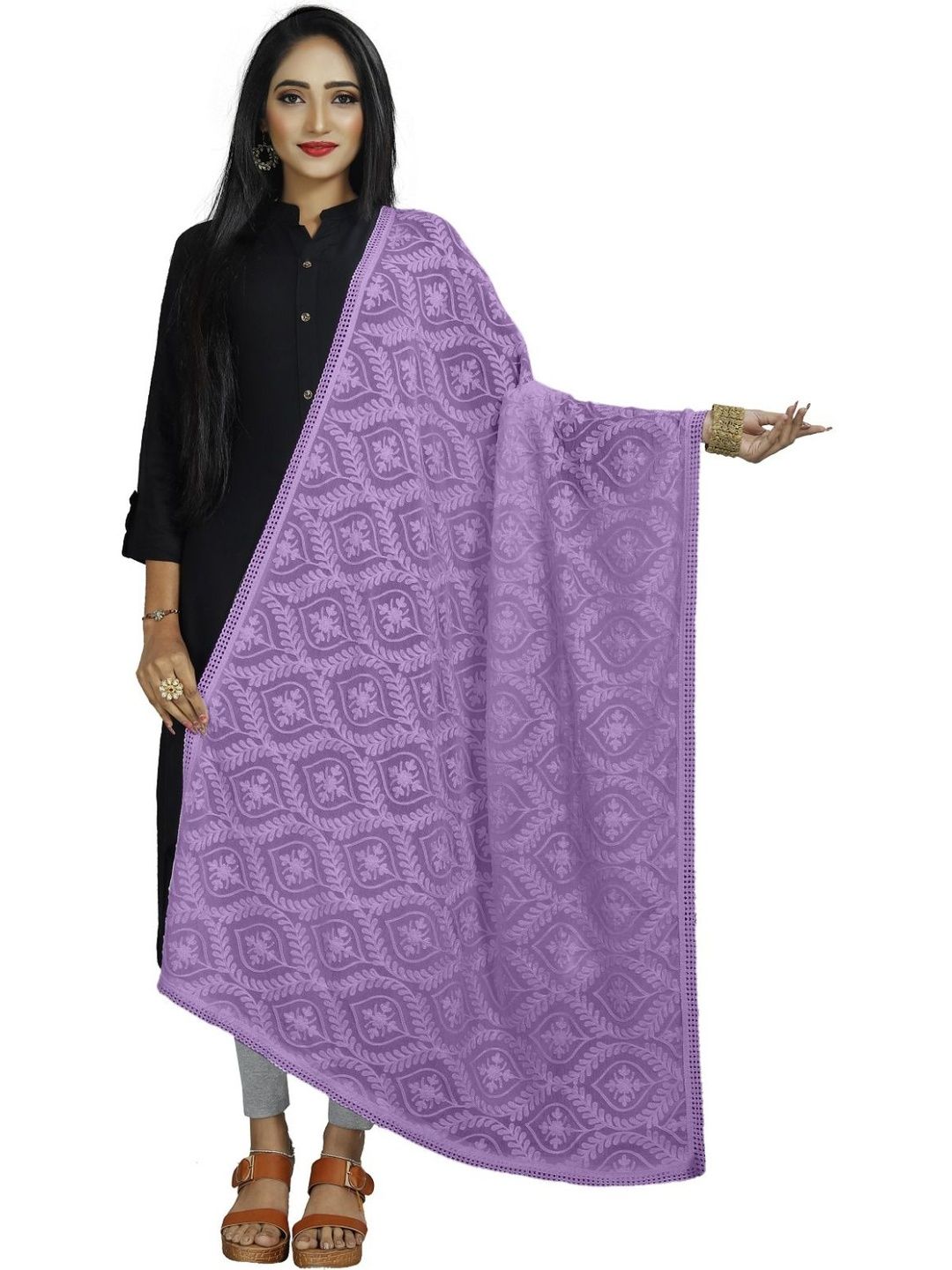 Avni N Anvi Embroidered Dupatta with Chikankari